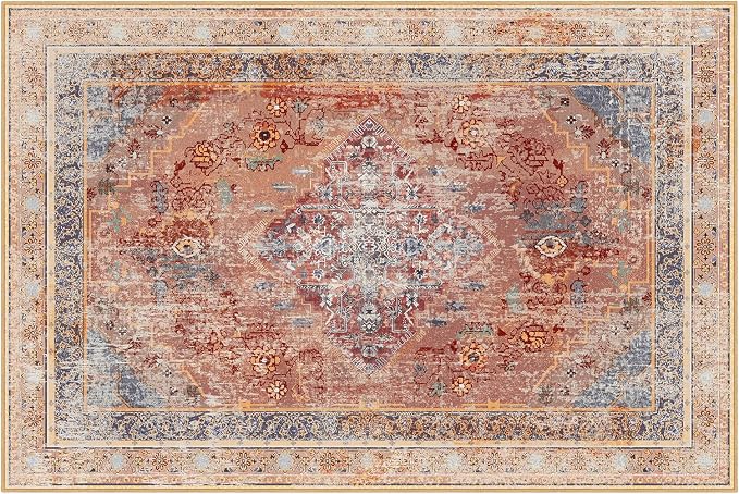 Phantoscope Washable Area Rug 6'x9' Non-Slip, Vintage Neutral Fall Rugs - Image 3
