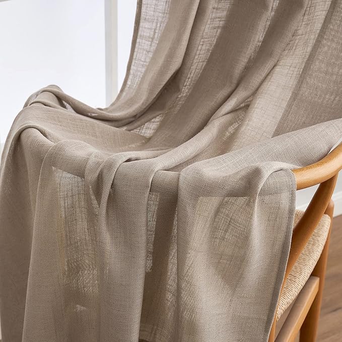 MIULEE Taupe Linen Curtains 108 Inches Long - Image 6