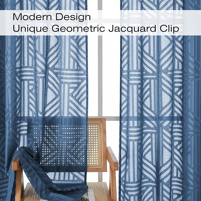 Simplebrand Dusty Blue Semi Sheer Curtains 84 Inches Long 2 Panels, Light - Image 3