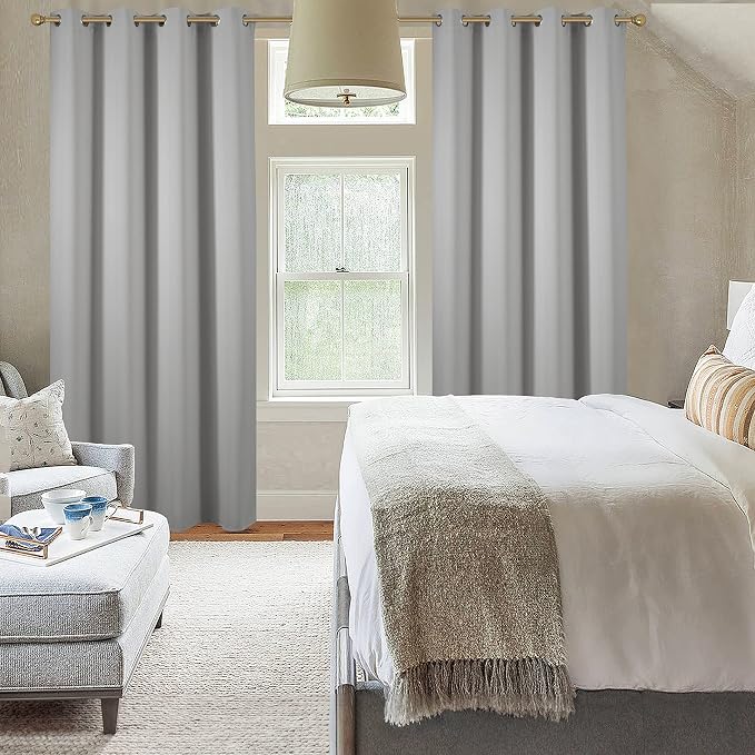 Diraysid Light Grey Grommet Blackout Curtains - Image 6