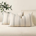 Hckot Throw Pillow Covers 12x20 Set of 2 Striped Pillow Covers Textured Linen by Hckot