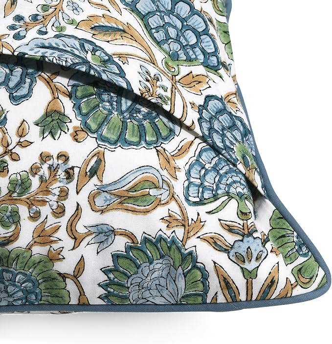 Ridhi Block Print Asparagus Green Pillow Cover 20" x 20" Decorative Couch - Image 8