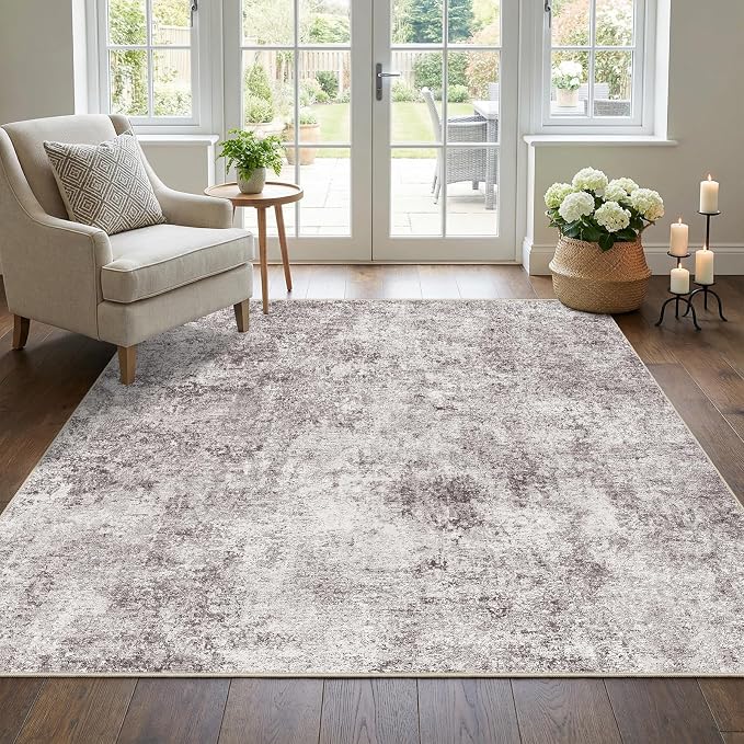 5 Square Area Rug: Washable Low Pile Carpet by Puino