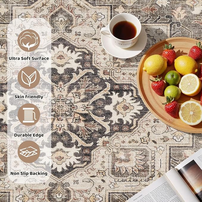5ft Round Vintage Living Room Area Rug - Image 2