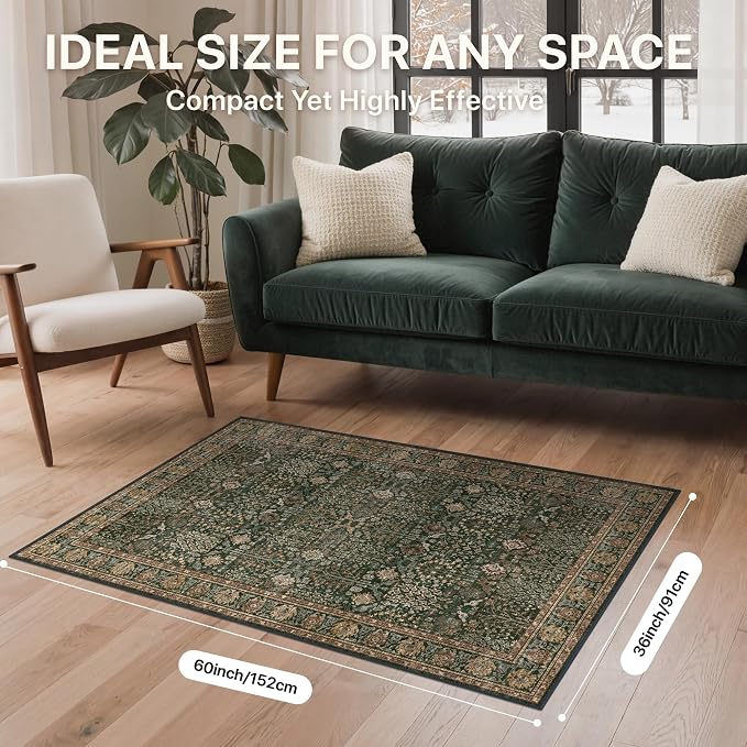 Bavni Washable Rugs 3x5-Machine Washable Rug Lightweight Low Pile, Vintage - Image 2