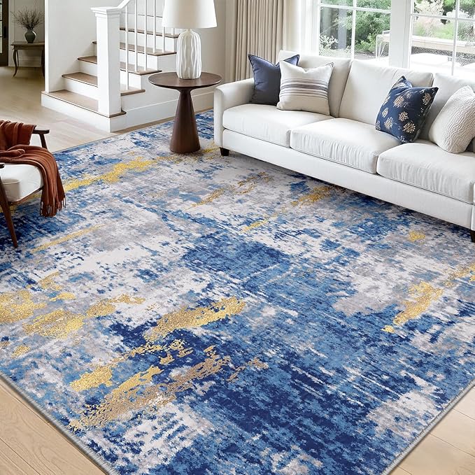 Washable Area Rugs 7x10 Non-Slip Modern Abstract Soft - Image 2