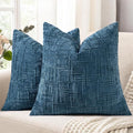 decorUhome Navy Blue Chenille Euro Sham Throw Pillow Covers 26x26 Set of 2 by decorUhome