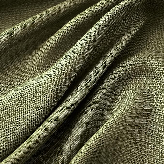 MIULEE Light Olive Green Linen Curtains 84 Inch Length 2 Panels - Image 4