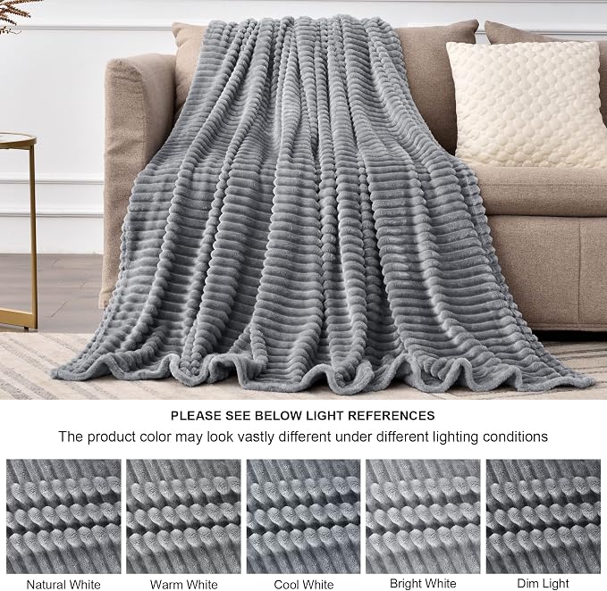 BEDELITE Fleece Blanket Twin Size – 3D Ribbed Jacquard Soft and Warm Decorative - Image 7