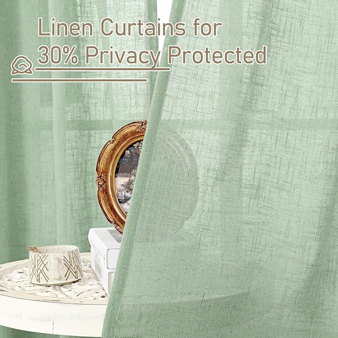 LAMIT Linen Curtains for Living Room 84 inch Length 2 Panels, Light Filtering - Image 6