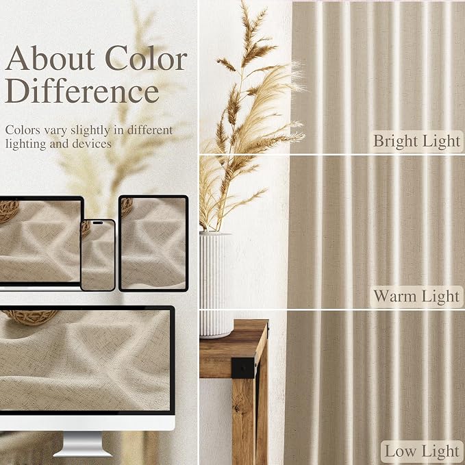 Taupe Burlywood Linen Curtains 132 Inch Length - Image 3