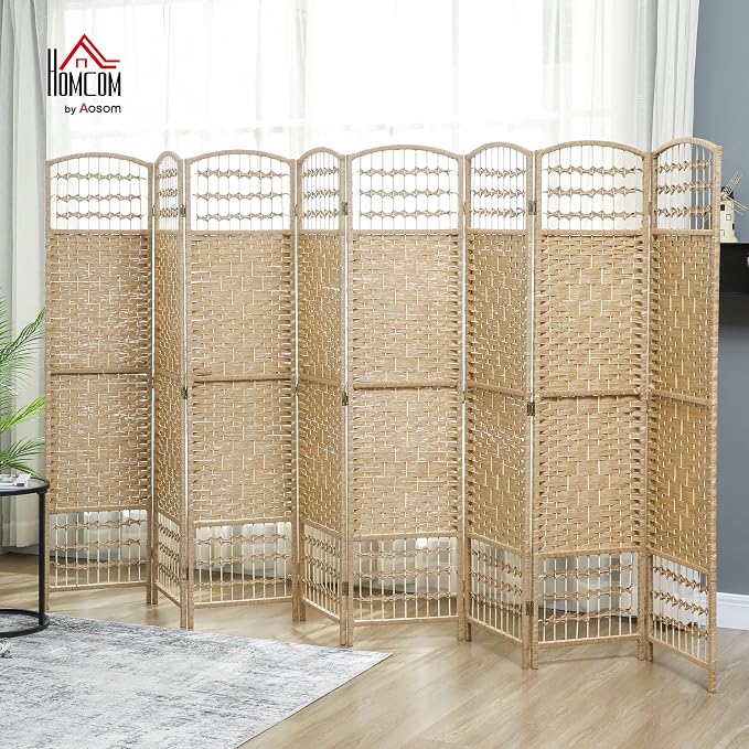 HOMCOM 8 Panel Room Divider, Folding Privacy Screen, 5.6' Room Separator - Image 2