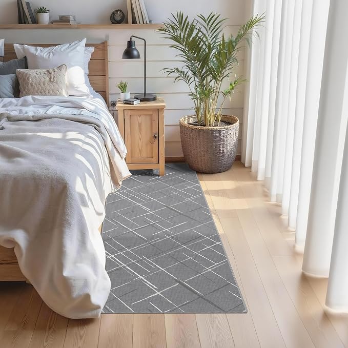 Gray Runner Rug Ultra Non-Slip 2x8 Washable Entryway Rug Modern Tear and Stain - Image 8