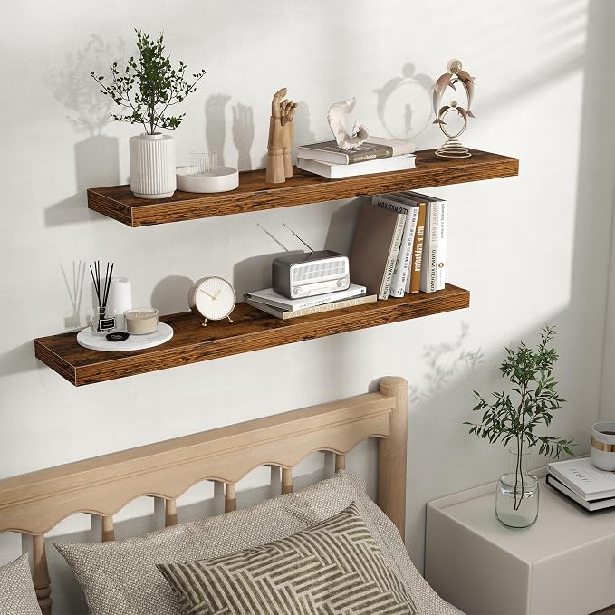 Fun Memories Floating Shelves for Wall, Rustic Wood Wall Mounted Shelves for - Image 5