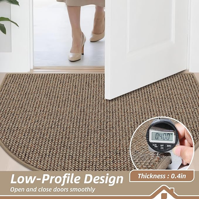 BEQHAUSE Dirt Trapper Door Mat 24" x 36" Half Circle Non-Slip Washable Doormats - Image 5