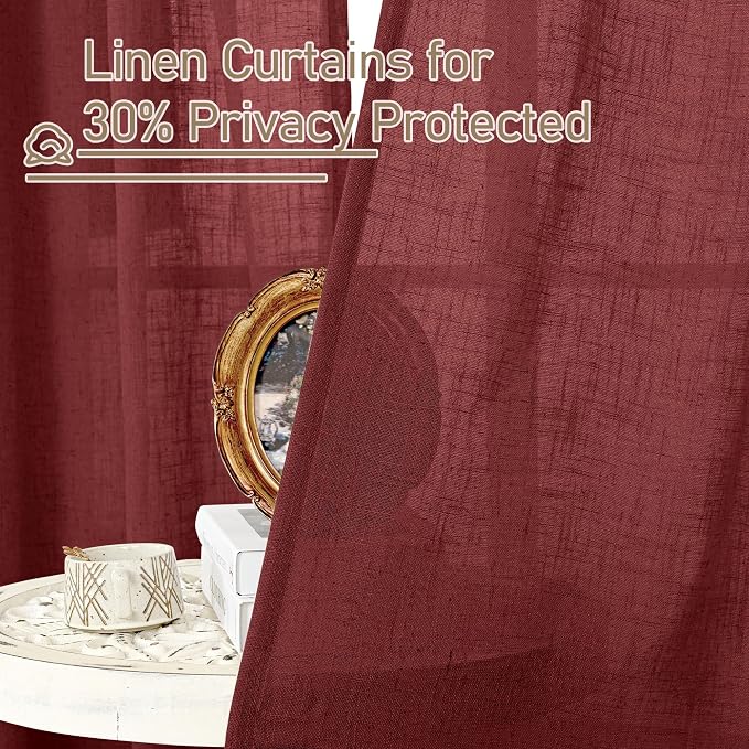 LAMIT Semi Sheer Linen Curtains 54 Inches Long - Image 6