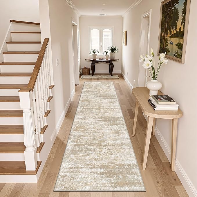 Runners for Hallways Non-Slip 2x10 Long Runner Rugs Washable Abstract Tear and - Image 2