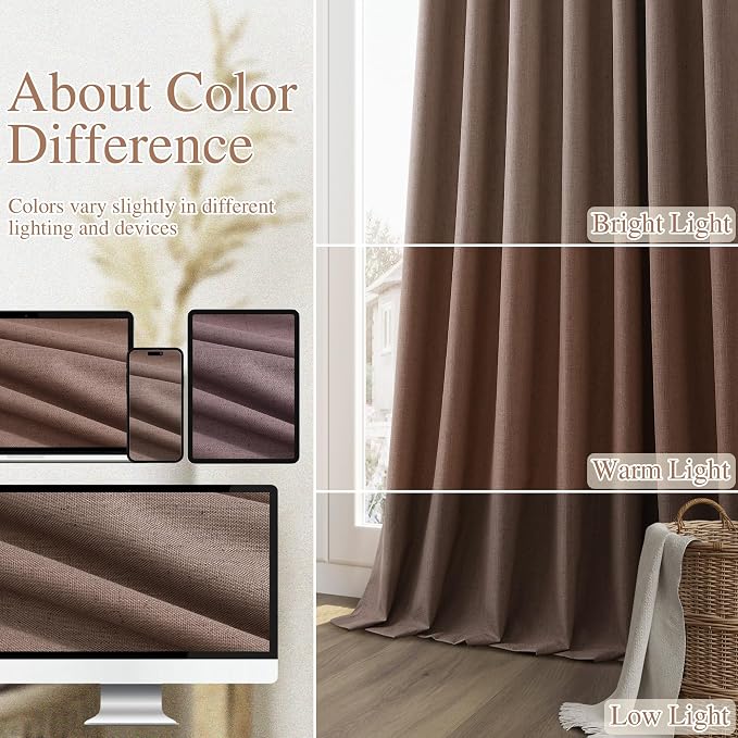 Guken 100% Blackout Curtains 102 Inch Length 2 Panels Set - Image 7