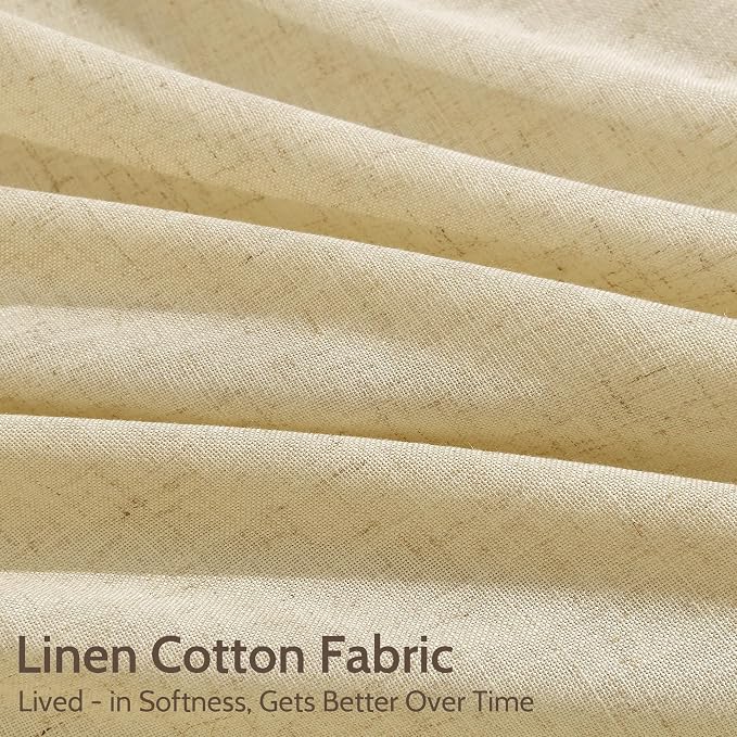 Nanspring Cream Yellow Linen Curtains 102 Inches Long - Image 4