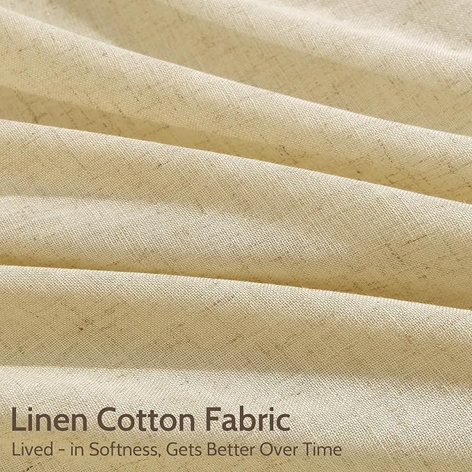 Nanspring Cream Yellow Linen Curtains 63 Inch Length - Image 4