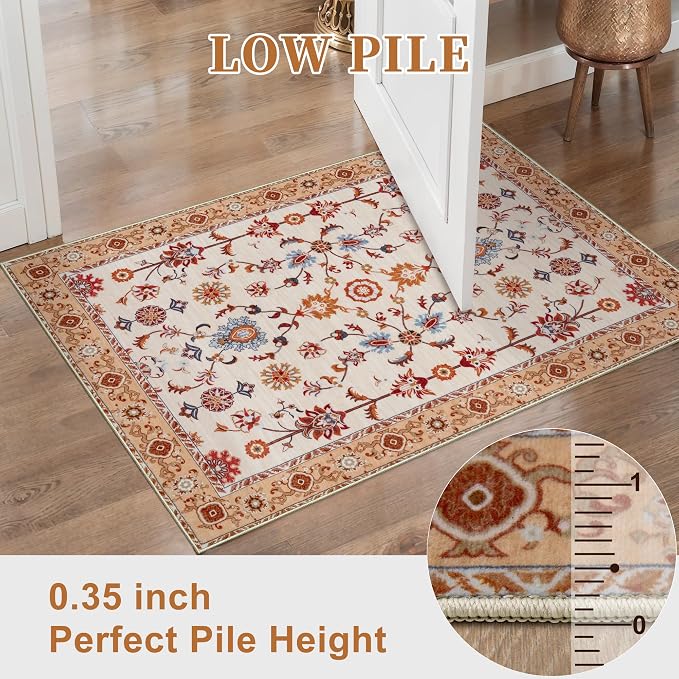 Tangsoo Floral Small Rug 2x3 Washable Rug - Image 2