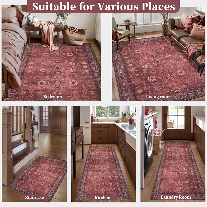 Tangsoo 2x3 Small Throw Rugs for Entryway Washable Entry Rug Non Slip, Vintage - Image 8