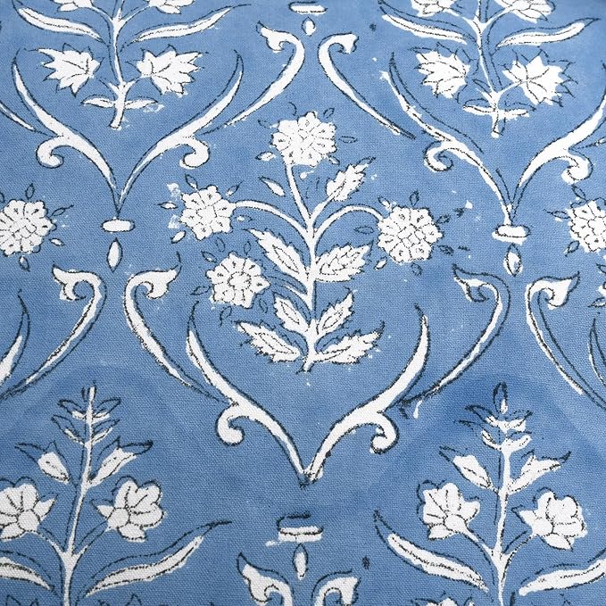 Ridhi Block Print Cornflower Blue Pillow Cover 16" x 16" Decorative Couch - Image 6