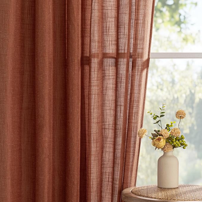 MYSKY HOME Curtains for Living Room 84 Inches Long Light Filtering Semi Sheer - Image 9