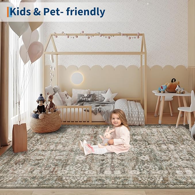 GarveeHome Washable Rugs for Living Room, Vintage Neutral Area Rug, Ultra Soft - Image 7