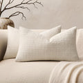 ZeeMart Fine-Textured Lumbar Throw Pillow Covers Set of 2, 12x20 Inch Ivory by ZEEMARTONLINE