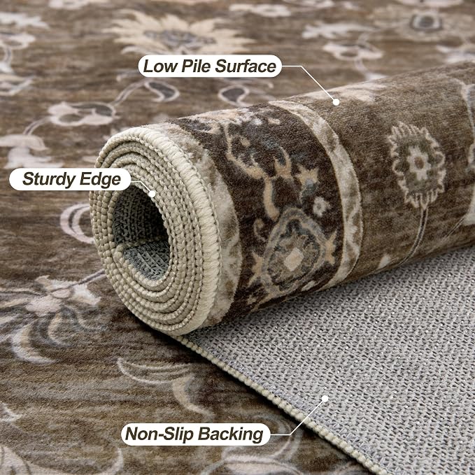 Tangsoo 2x3 Small Rug Washable Brown Entry Rugs - Image 7