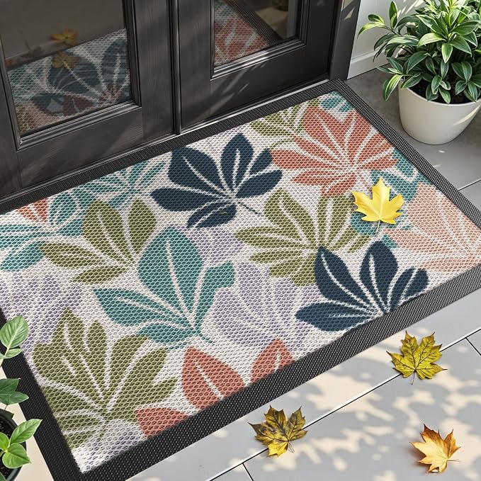 DEXI Front Door Mat Outside Entrance, Fall Autumn Entryway Doormat Dirt Trapper by DEXI