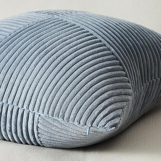 Topfinel 22x22 inches Dustyblue Euro Pillow Shams Set of 2 Corduroy Decorative - Image 2