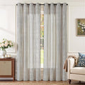 JINCHAN Linen Curtains for Living Room Black on Beige Striped Curtains for by JINCHAN
