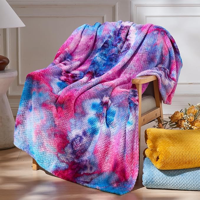 NEWCOSPLAY Super Soft Throw Blanket Deep Purple Rainbow Premium Silky Flannel by NEWCOSPLAY