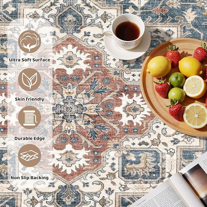5ft Round Vintage Living Room Area Rug - Image 2
