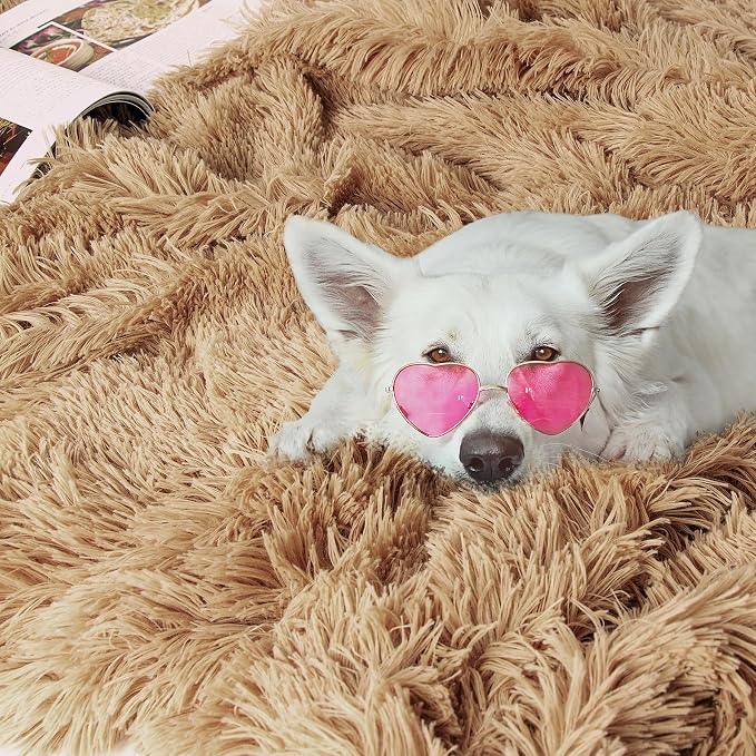 Tuddrom Decorative Extra Soft Faux Fur Throw Blanket 50" x 60", Solid - Image 5