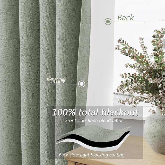 Guken 100% Blackout Curtains 90 Inch Length 2 Panels Set - Image 4