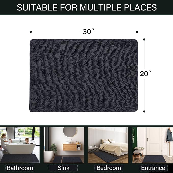 LOCHAS Luxury Bathroom Rug Shaggy Bath Mat 20 x 30 Inch, Washable Non Slip Bath - Image 2