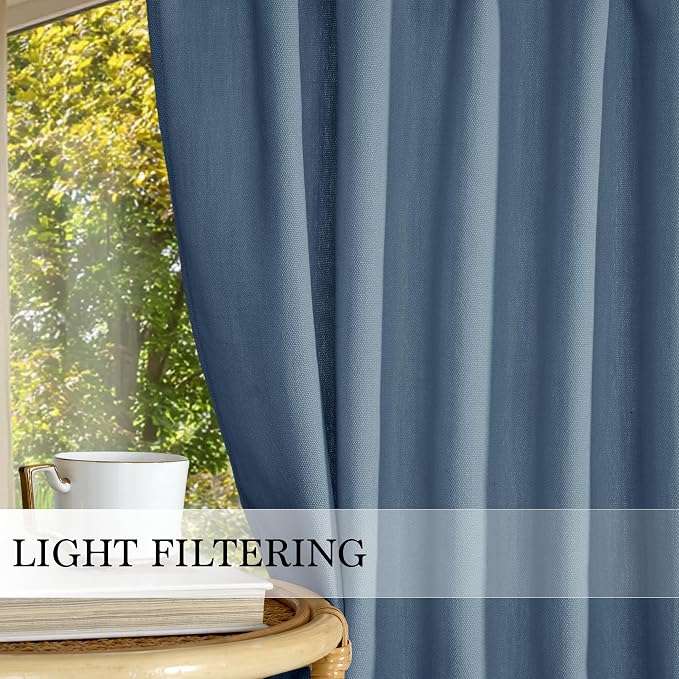 RYB HOME 2 Panels Sheer Valances Faux Linen Weave Textured Valance Curtains - Image 5