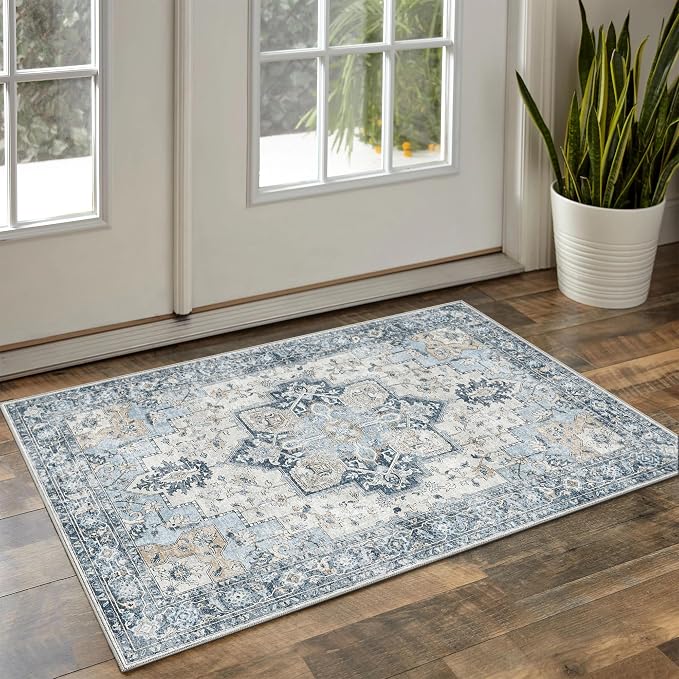 GENIMO 29"x17" Area Rugs for Living Room, Machine Washable Non Slip Vintage Rugs - Image 2