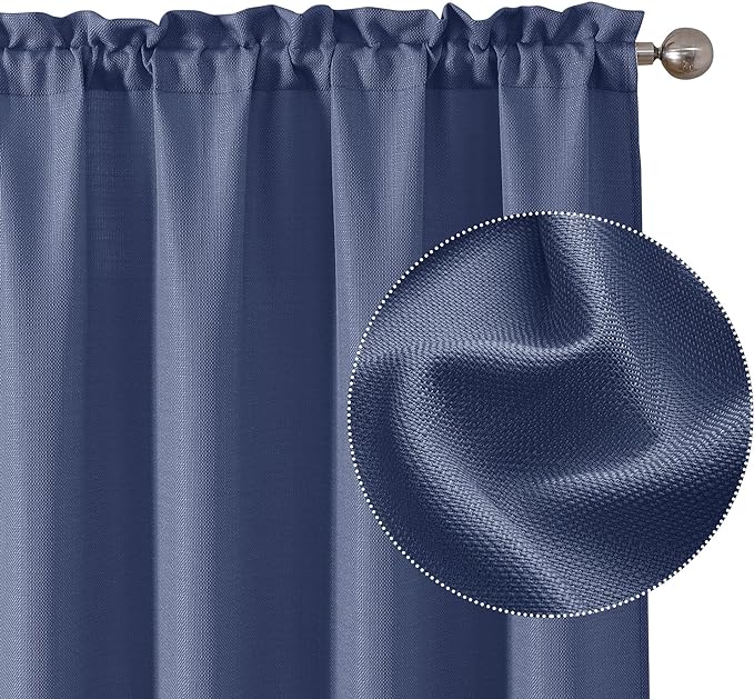Chyhomenyc Bennet Blue Valance for Windows, Faux Linen Slub Textured Semi Sheer - Image 6