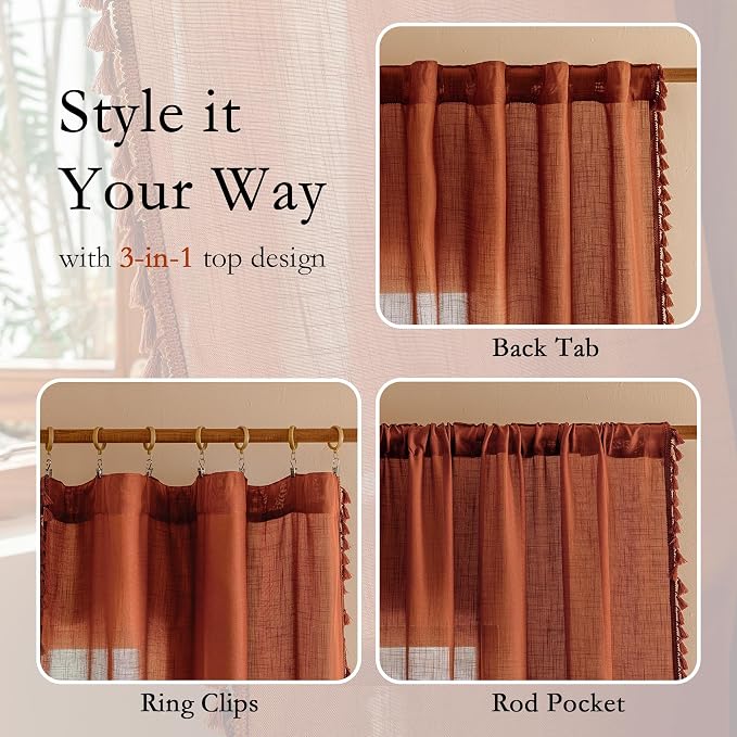 MYSKY HOME Bohemian Macrame Curtains 84 Inches Long - Image 3