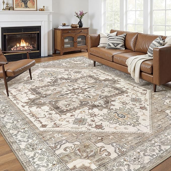 8x10 Area Rug for Living Room- Machine Washable Soft Oriental Vintage Large by homewill