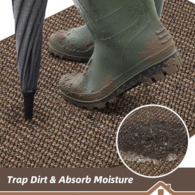 BEQHAUSE Dirt Trapper Door Mat 26" x 40" Half Circle Non-Slip Washable Doormats - Image 3