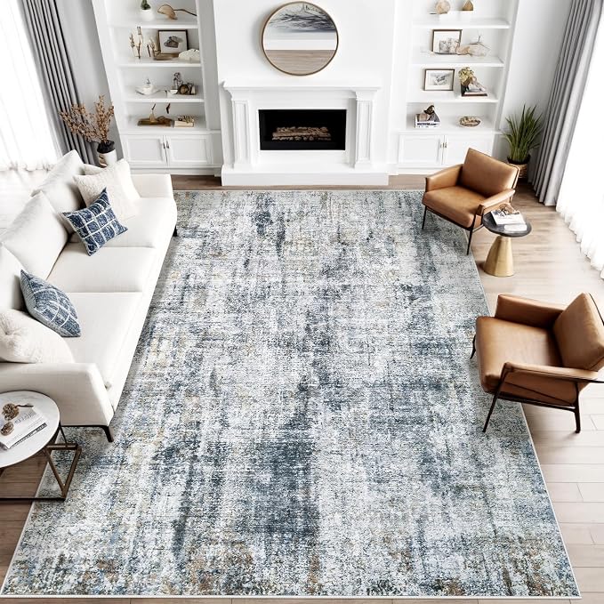 9x12 Area Rug for Living Room: Washable Abstract Soft Rugs Non Slip Modern by MXSANYOORUG