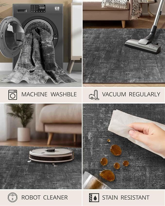 Latte&Fog 2x3 Entryway Rug, Small Modern Abstract Door Mat, Washable Kitchen Rug - Image 5