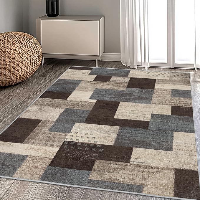 Modern Geometric Patchwork Indoor Area Rug - Image 6