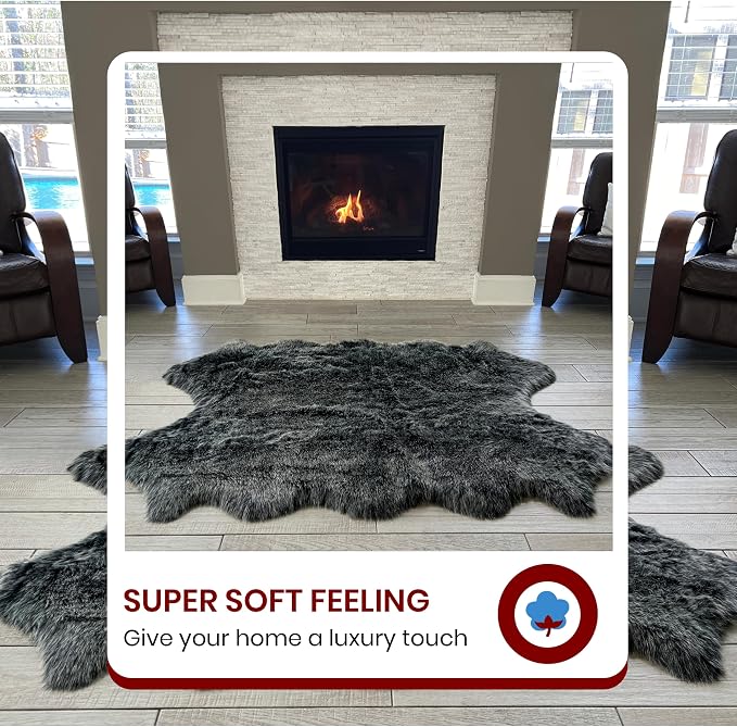 Free Shape Luxury Soft Fluffy Shag Area Rug Decto 10 Pelts 6'x10', 180x300cm - Image 3