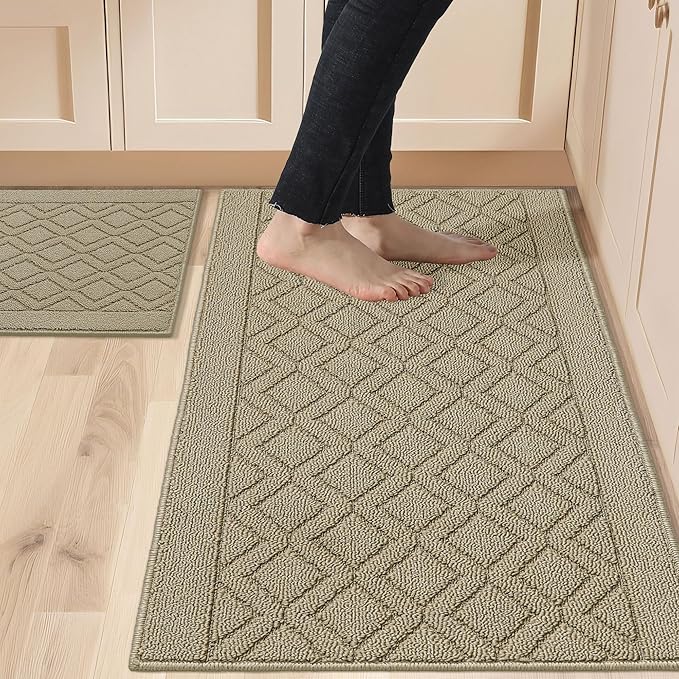 COSY HOMEER 48x20 Inch/30X20 Inch Kitchen Rug Mats Made of 100% Polypropylene 2 by COSYHOMEER